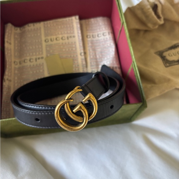 Gucci Accessories - Gucci Black Belt with Gold GG Buckle